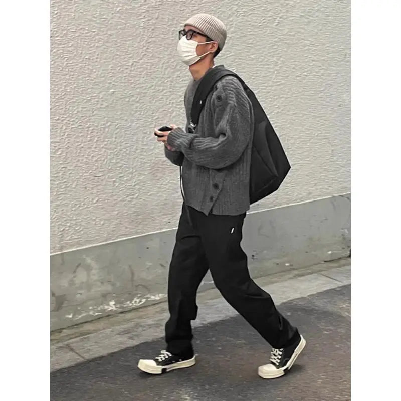 minimalist knit hoodie, photo-ready knit, unisex oversized techwear hoodie for men street style