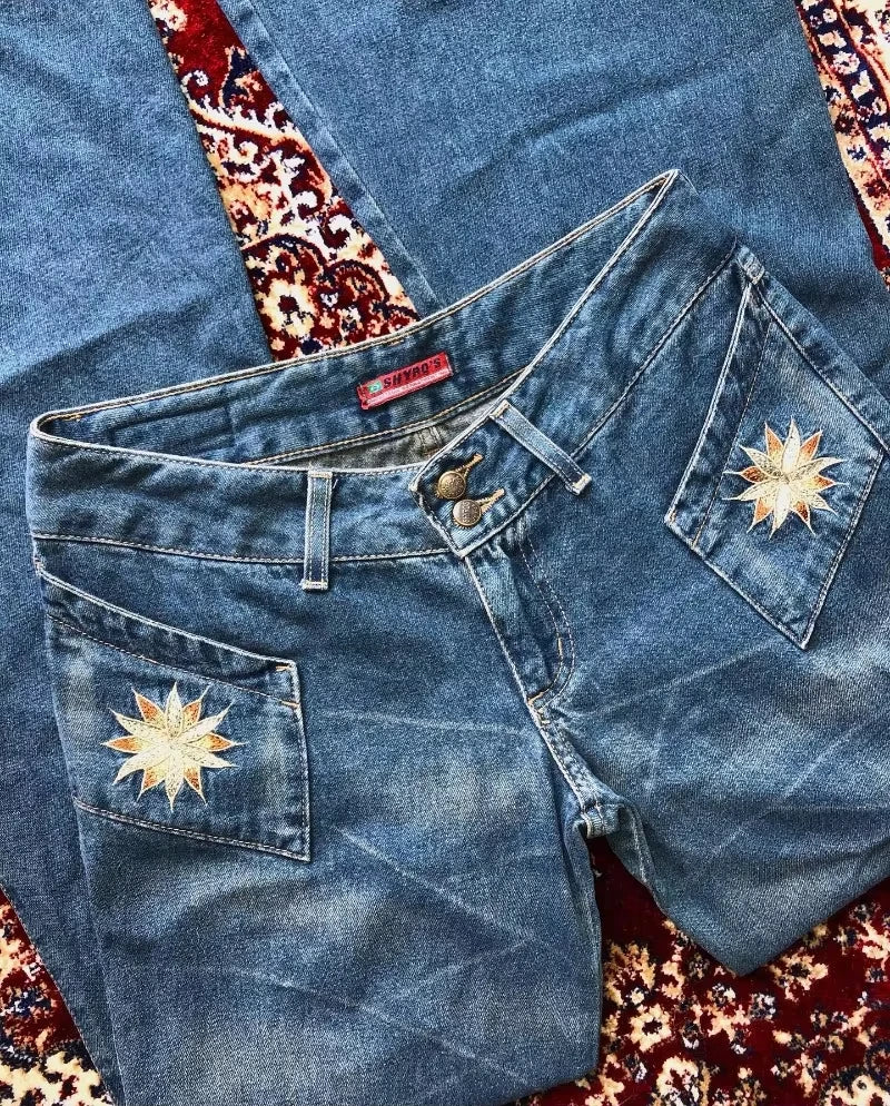 american y2k new fashion trend flare jeans women street casual loose low waist slim wide leg pants harajuku joker punk jeans ripped baggy denim