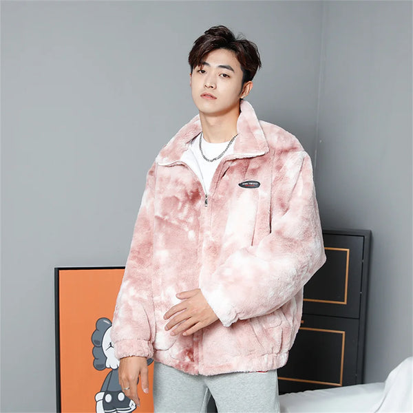 Abcvan Snaki 2023 New High Quality Tie Dyed Rabbit Hair Cotton Coat Men's and Women's Coat