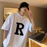 Trapwear Aesthetic piece – Korean Design Letter Pattern Short Sleeved T Shirt For Men A