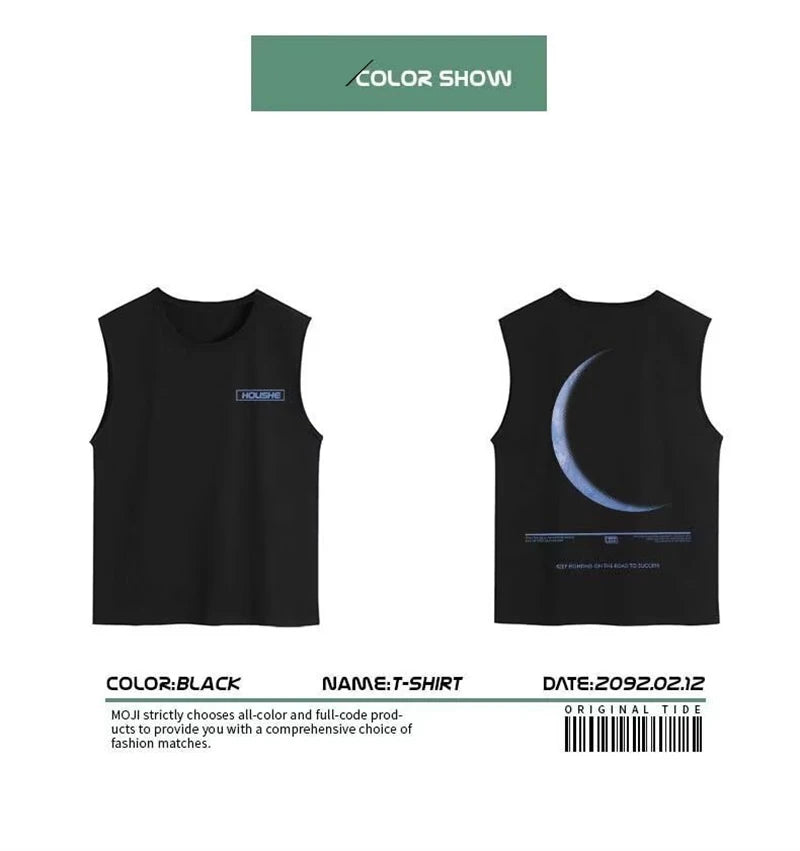 Glitchcore Aesthetic drop – Summer Goth Graphic Tank Tops Men Hip Hop Fashion Sleeveless