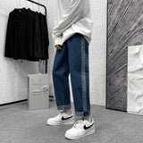 2023 summer new fashion straight jeans mens loose all match casual pants all match boutique clothing simple style vintage washed jeans