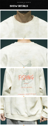 Autumn Funny Fishing Graphic Print Sweatshirts For Men High Street Let