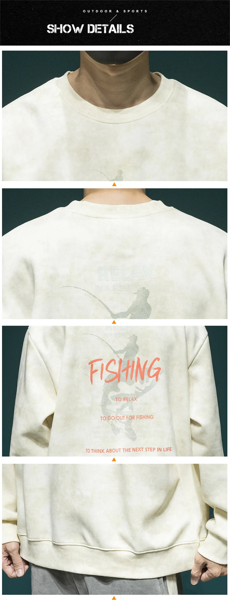Autumn Funny Fishing Graphic Print Sweatshirts For Men High Street Let