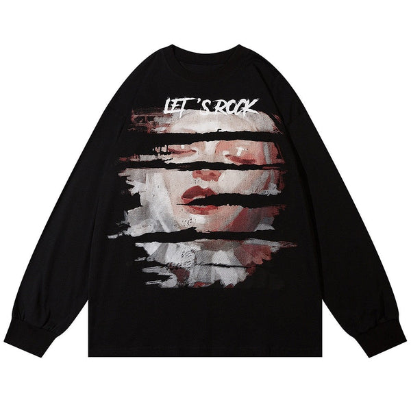 "Let's Rock" Unisex Men Women Streetwear Graphic Sweatshirt Daulet Apparel