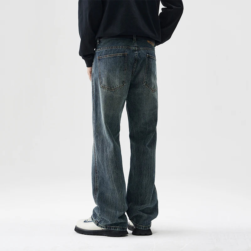 mens plus size retro fashion streetwear loose casual micro flared denim pants jeans cityboy jeans trousers 28 40 stacked flare jeans