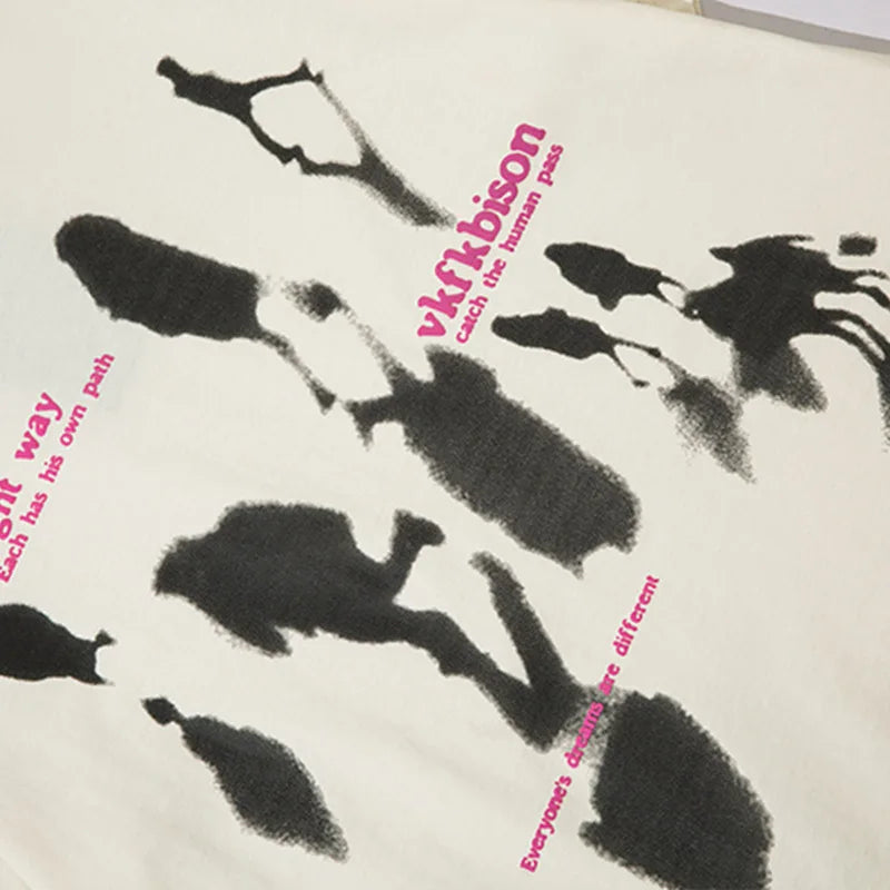 Anime Oversized shirt – Men Short Sleeve T Shirts Shadow Graphic Letter Print Tshirt