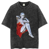Sadcore Graphic tee – Vintage Men Tshirt Streetwear Hip Hop Portrait Robot Dinosau
