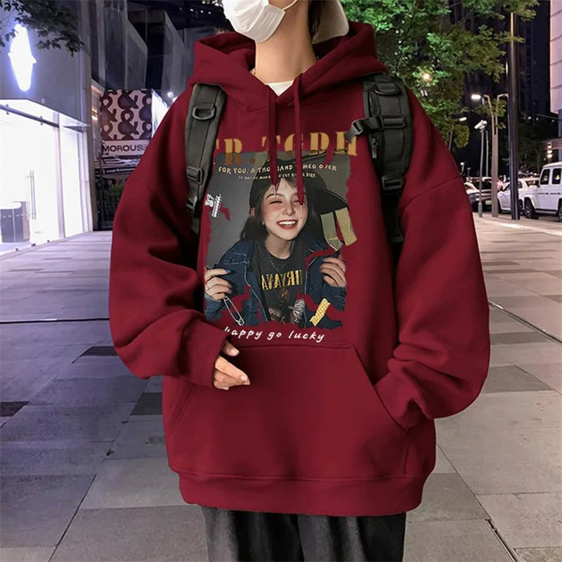 American Retro Oversized Hoodies For Men Graphic Print Streetwear New Hooded Sweatshirts Autumn Hip Hop Fashion Y2K Hoodie
