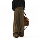 american style vintage wide leg cargo pants mens baggy fashion high street overalls coffee streetwear male mopping trousers multi-pocket cargos