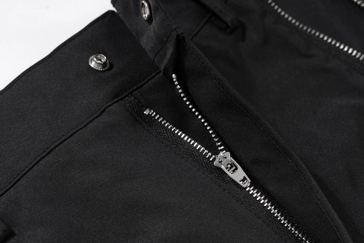 fashion zipper open waist pants with side pockets cargo pants trousers streetwear hip hop military casual pants joggers men unique joggers style 983