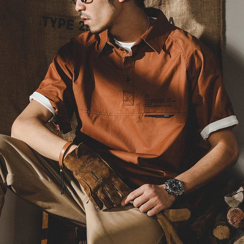 Skatercore Graphic tee – American Retro Short Sleeve Cargo Polo T Shirt For Men Summe