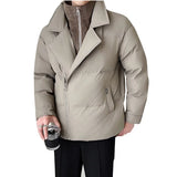 Winter Splice Collar Cotton-padded Leather Jacket Men Streetwear Fashion Loose Casual Thicken Warm Leather Parkas Coat Jacket