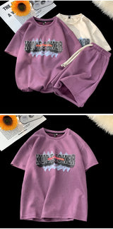 Sadcore Chrome logo – Stylish New Suede Short Sets Hip Hop Street Letter Printing