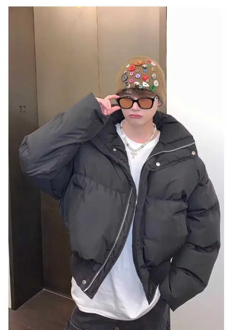 Simplicity Stand Collar Mens Parkas Heavy Winter Thicken Casual Short Cotton Jacket Warm Fashion Coats Male Streetwear New