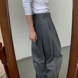 mens straight tube ice silk pants casual slacks youth thin wide leg pants business summer pants soft vintage trousers unique default style 988