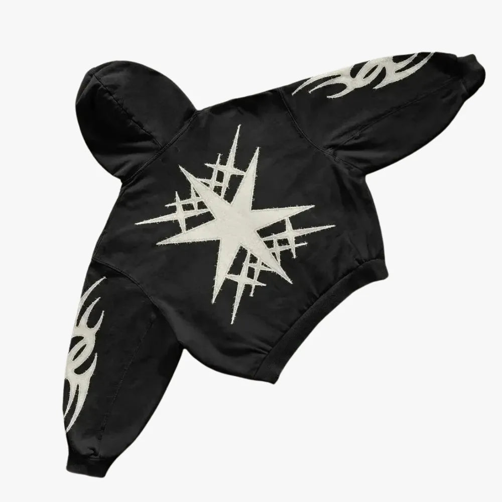 Skatercore Fit – Y2K Gothic Hoodie Loose Splicing Hoodies Women Geometric – Streetwear Fashion for Men & Women