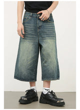 men summer streetwear fashion loose casual wide leg denim calf length jeans pants male vintage jeans baggy hosen pants unique jeans style 1501