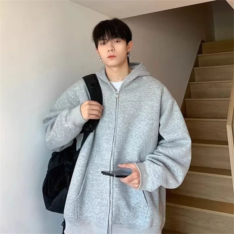 Men's Soft Knit Zip-Up Sweater – Winter Mens Fleece Zipper Hooded Sweatshirts 2025 New Classic Solid Color Oversized Hoodies Y2K Streetwear Outerwear Tracksuit | Zip Knit Drop #226