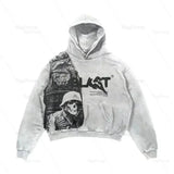 Y2K Skull Print Hoodie Streetwear Harajuku Oversized Skull Vintage Cou