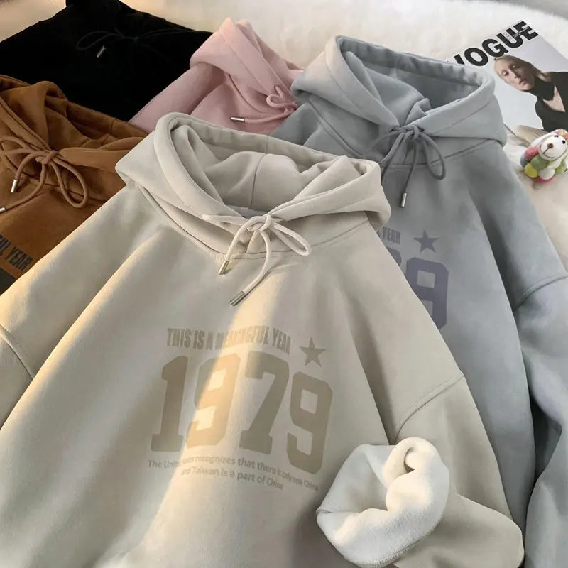 Winter New Korean Men's Hooded Sweatshirt New Niche Ins Harajuku Style Personality Loose Casual Y2K Couple Thickened Jacket Top