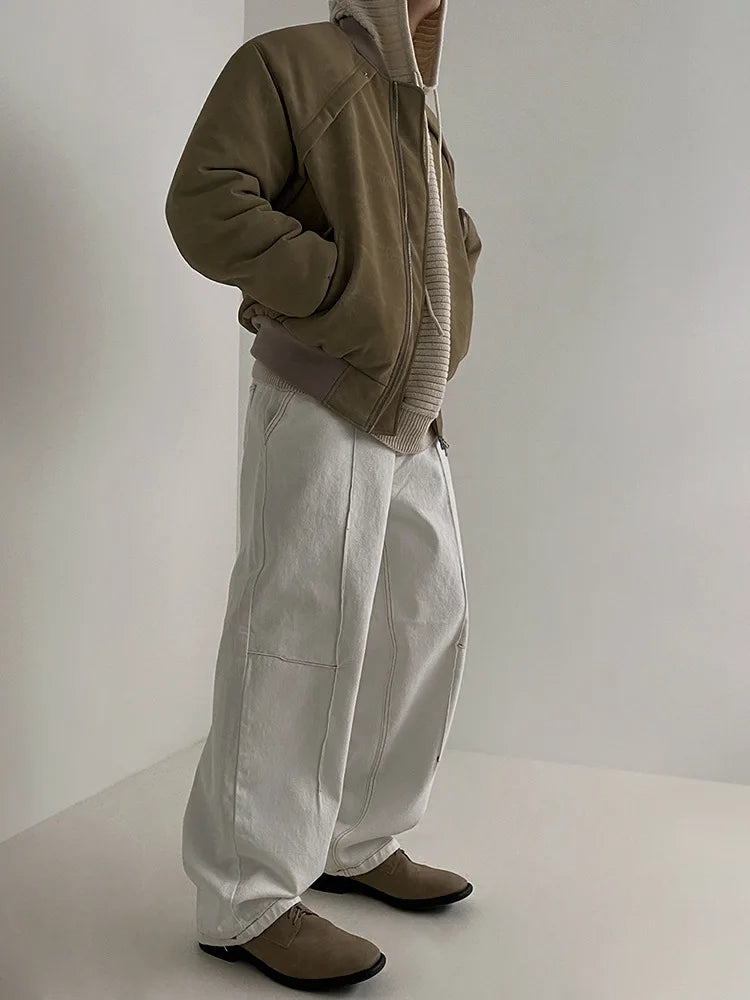 Winter Vintage Suede Jacket Cotton-padded Jacket Men's Korean-style Loose Cotton-padded Coat Winter