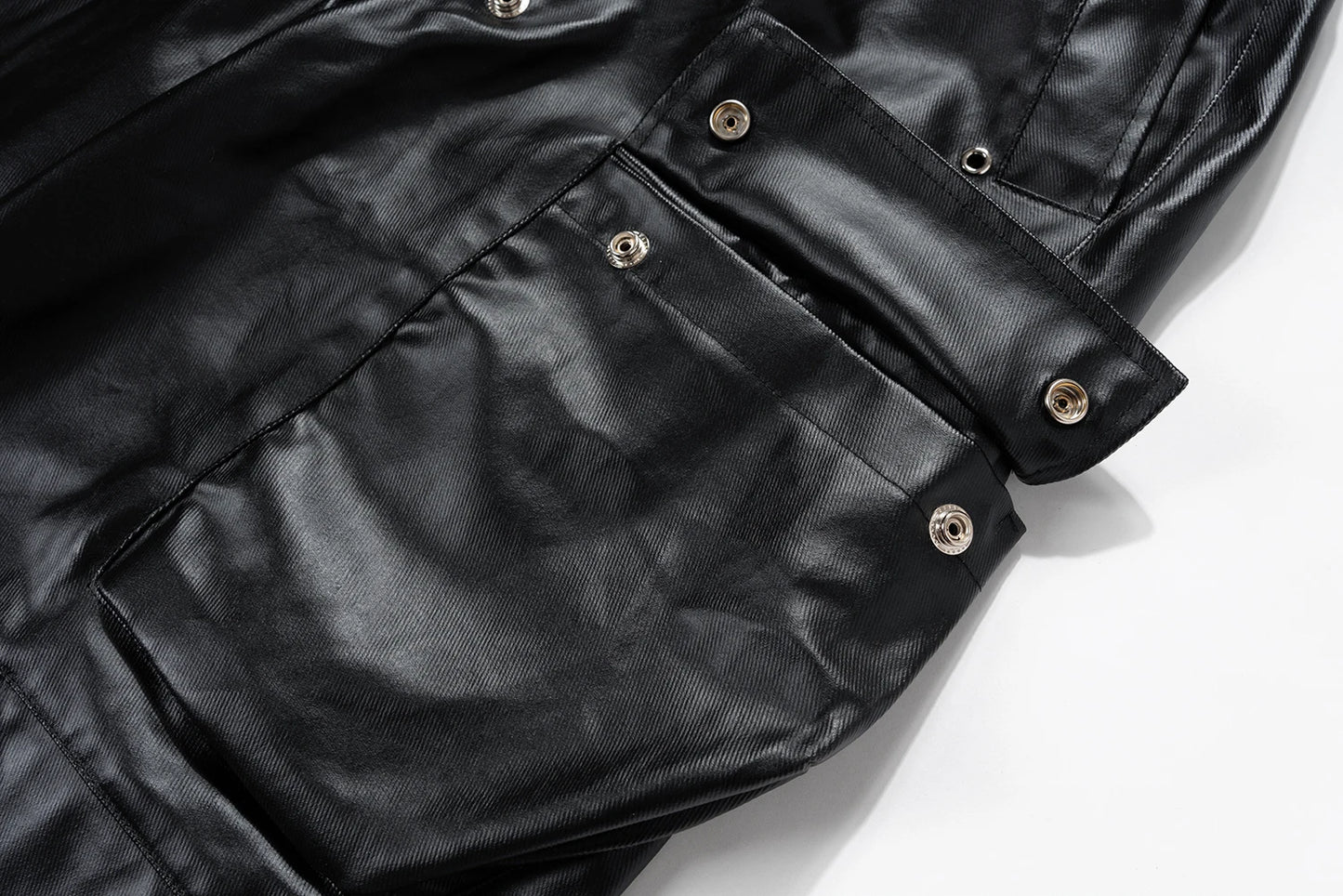 ro style matte pu leather pants for men high street y2k pantalones hombre baggy overall wide leg drawstring cargo pants unique cargo style 5562