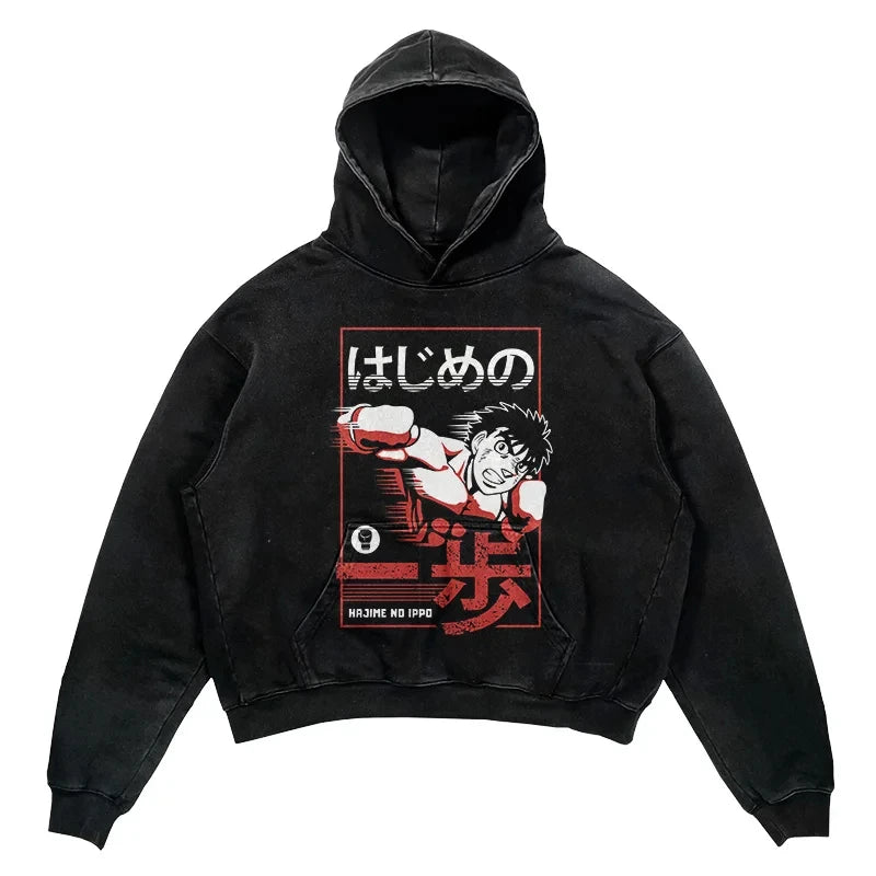 Tideshec 2024 Men Hoodie Retro Japanese Anime Graphic Hoodies Hip Hop