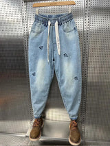 harem cargo jean man retro high street korean style straight leg loose trendy brand nine point jeans luxury brand mens clothing unique cargo style 1703