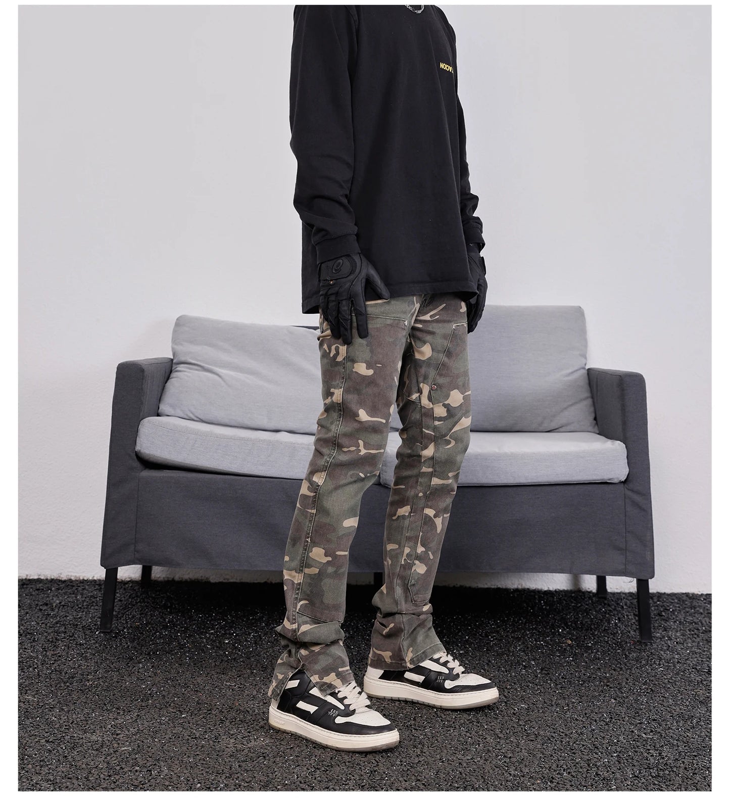 mens hip hop streetwear denim pants fashion camouflage pants 2023 harajuku cotton zipper joggers slim fit jeans trousers pants unique joggers style 2726