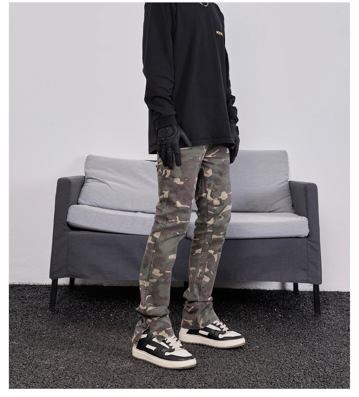 mens hip hop streetwear denim pants fashion camouflage pants 2023 harajuku cotton zipper joggers slim fit jeans trousers pants unique joggers style 2726
