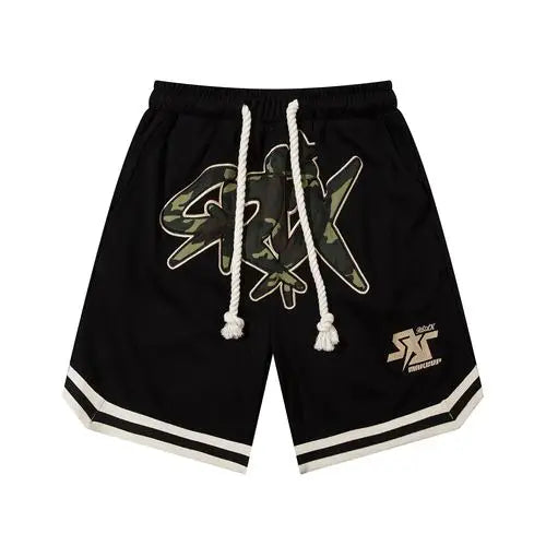 hip hop loose shorts elastic waist pants fashion letter embroidery shorts men casual drawstring streetwear sportswear gym shorts unique shorts style 2324