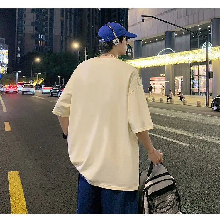 Glitchcore Anime panel – Korean Trendy Letter Printed Short Sleeved T Shirt For Men I