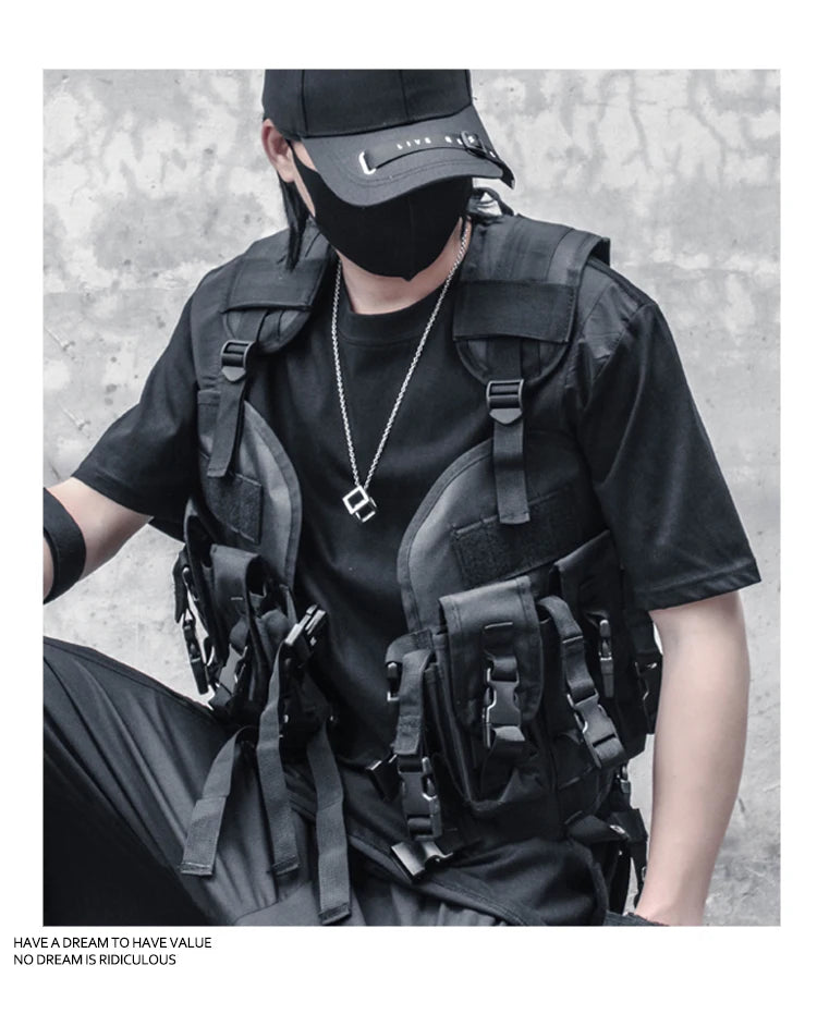 fashion hip hop sleeveless vest men cargo waistcoat with pockets military jacket new casual streetwear tactical sweatshirts n - variant style 2ec833 for streetwear fashion