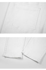 high street white knee pleated vertical stripe elastic fit skinny jeans male casual small leg jeans pants slim mens clothing unique jeans style 3690