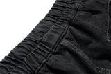 ro style ribbons streetwear multi pockets cargo short for men elastic waist wide leg baggy jeans knee length pants loose overall unique cargo style 4491