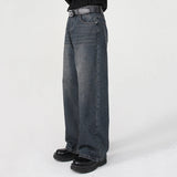 men baggy jeans korean fashion loose straight denim pants male blue casual jeans trousers stacked flare jeans