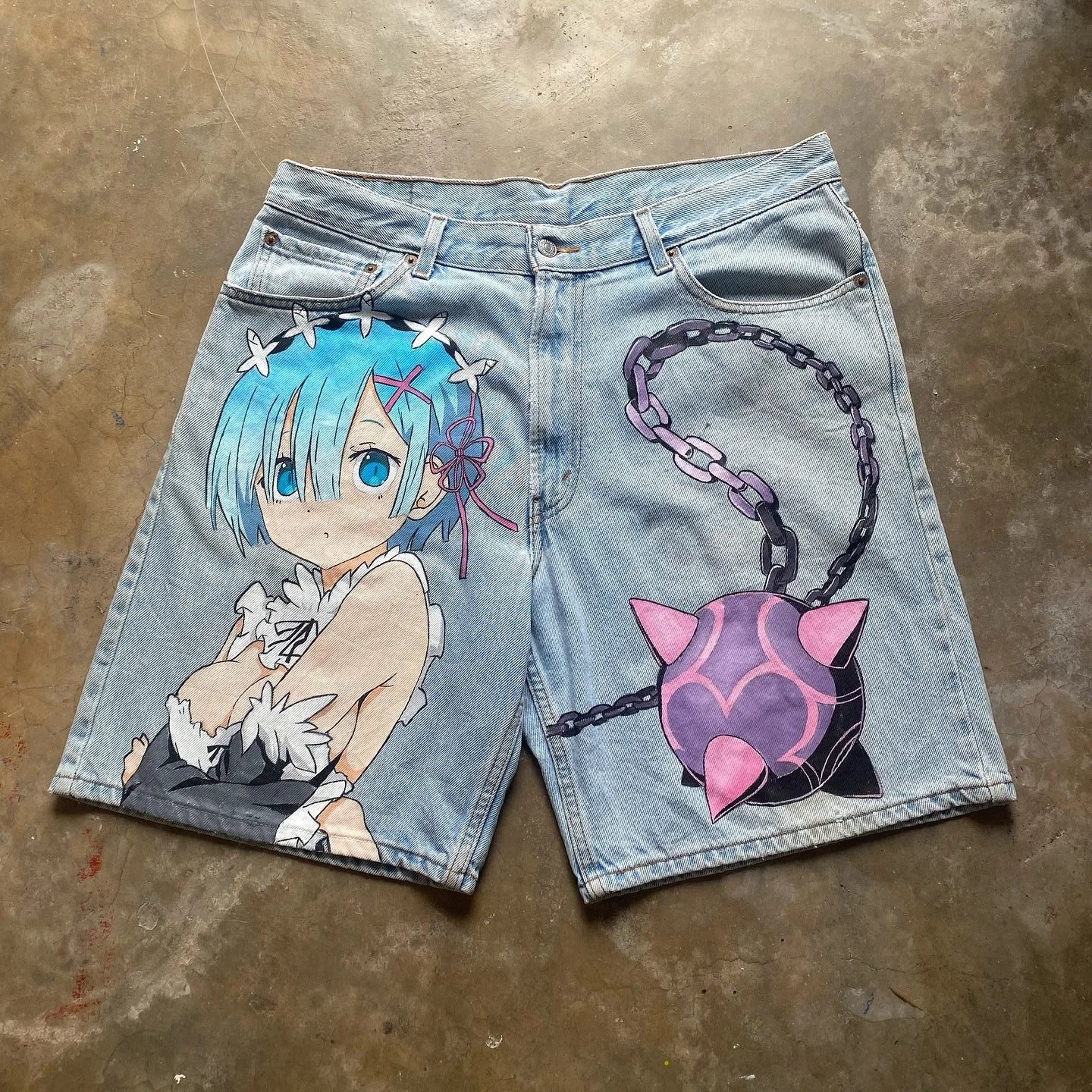 popular casual rem print sweatpants fashion y2k baggy jeans wide leg denim shorts pants harajuku streetwear trouser men clothing sporty tapered joggers