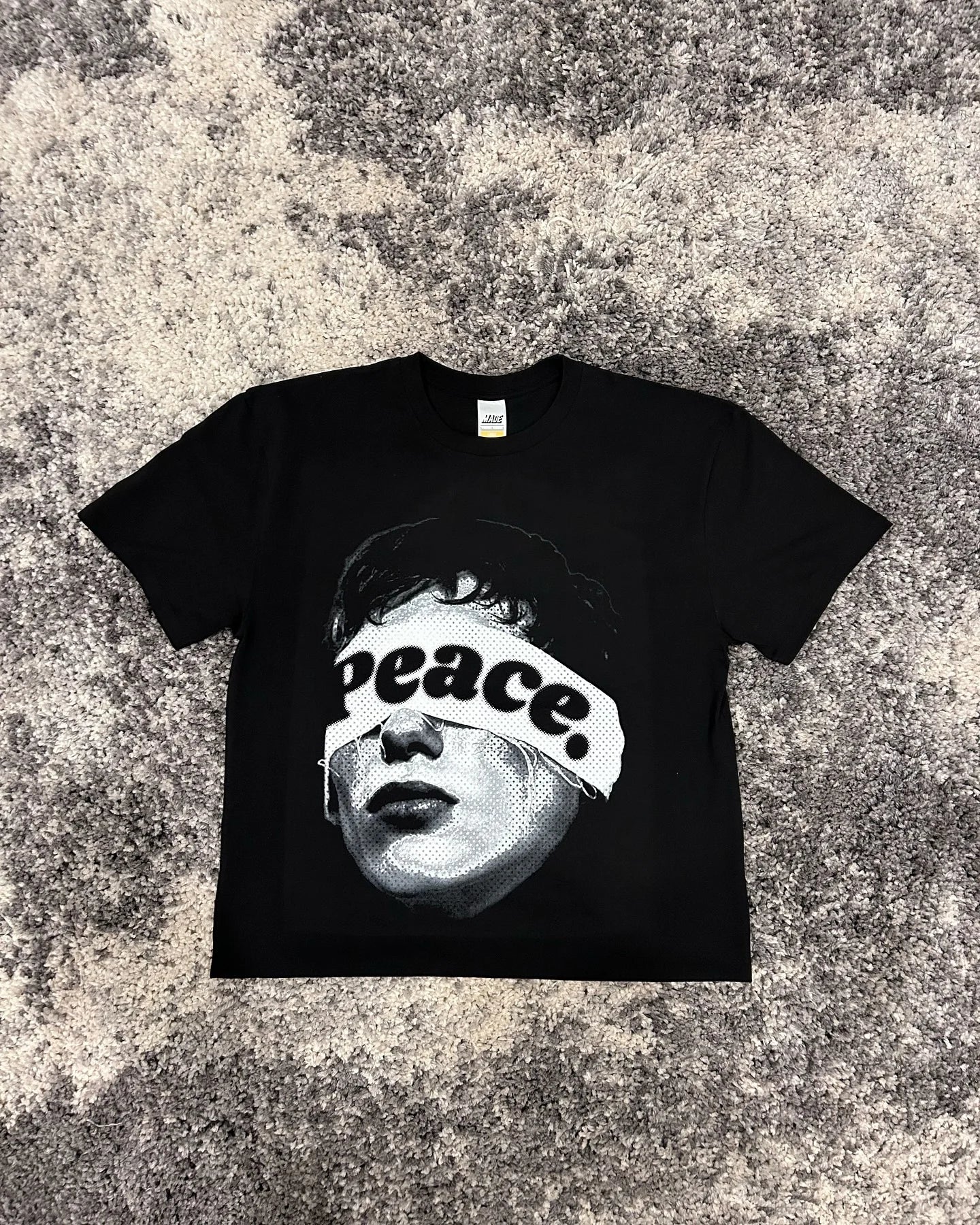 cartoon manga burst tee with vapor drip and graffiti print