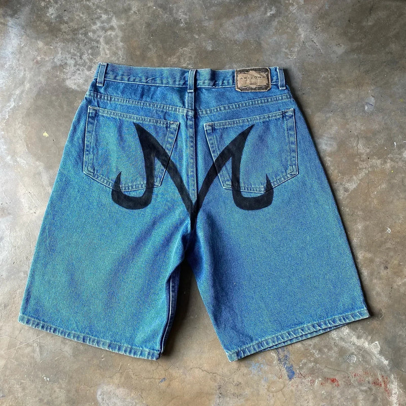 popular casual rem print sweatpants fashion y2k baggy jeans wide leg denim shorts pants harajuku streetwear trouser men clothing unique joggers style 4944
