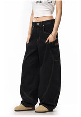 men women streetwear fashion vintage loose casual wide leg denim cargo baggy jeans pants cityboy harem trousers unique cargo style 1401
