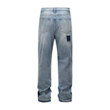 2024 european and american patchwork washed wide denim jeans y2k street wear splicing patches damaged flare pants jeans for men stacked flare jeans