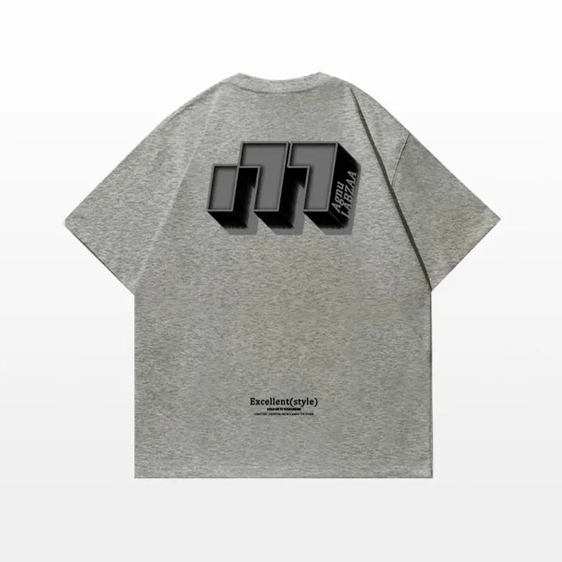 Skatercore Chrome print – Hip Hop Street Personality Letter Print Round Neck Short