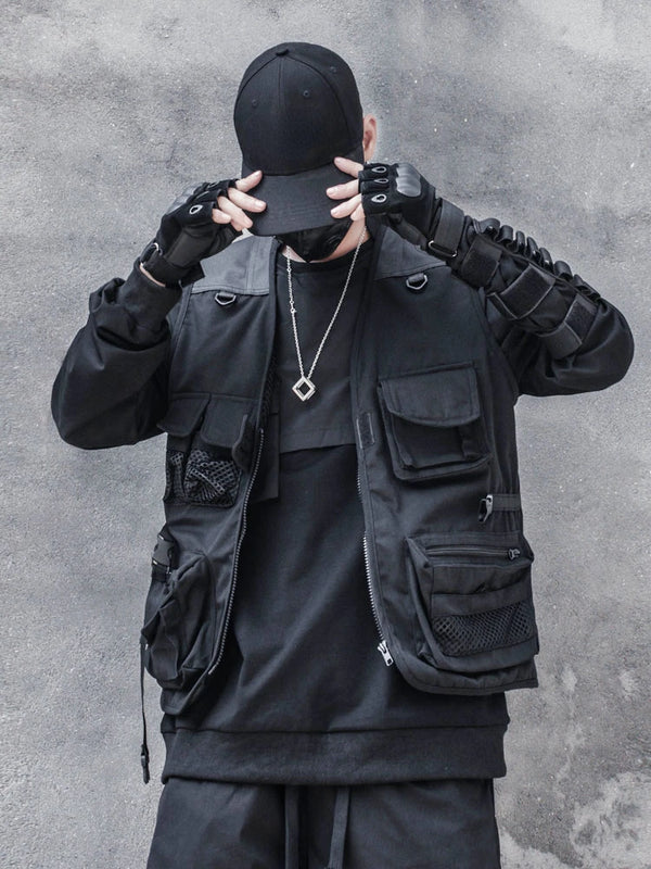 streetwear jacket featuring hip hop loose vest sportswear men casual cargo waistcoat with pockets military jacket coat streetwear tactical vests sweatshirts design – premium quality jacket for men