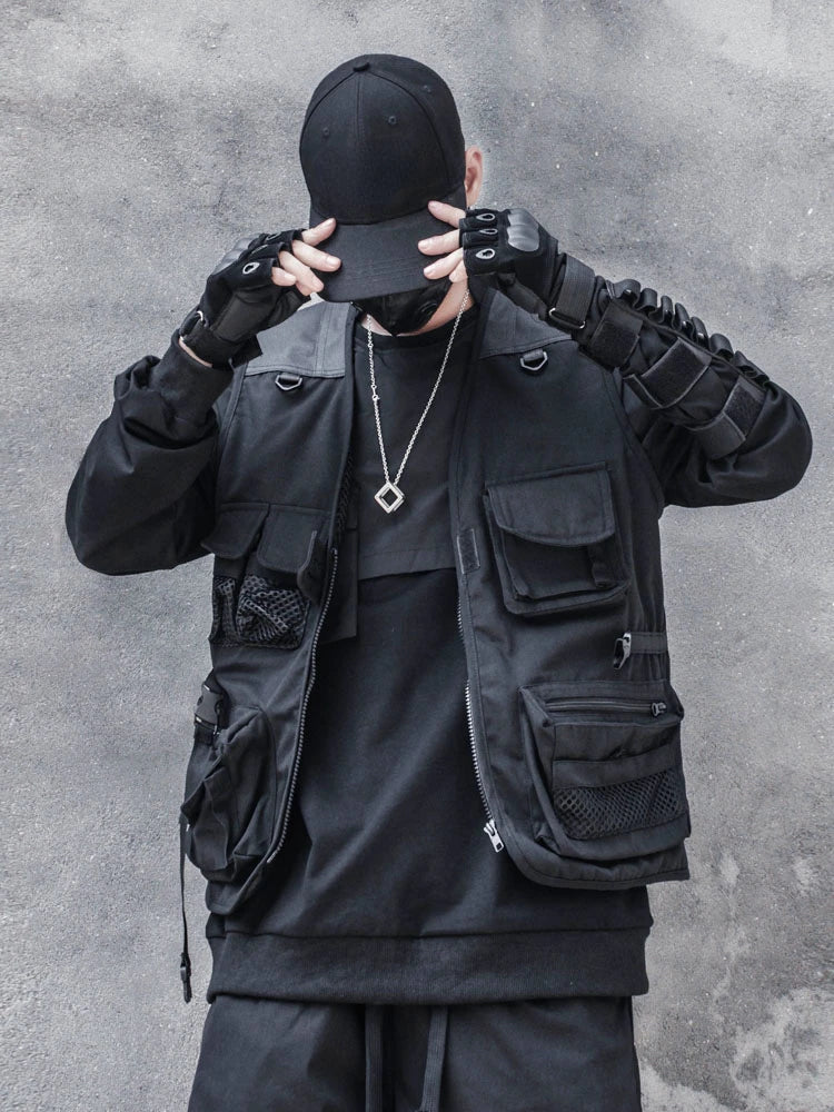 streetwear jacket featuring hip hop loose vest sportswear men casual cargo waistcoat with pockets military jacket coat streetwear tactical vests sweatshirts design – premium quality jacket for men