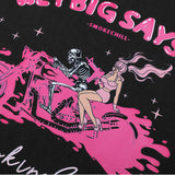 Glitchcore Graphic tee – Pink Anime Skull Printed T Shirt Hip Hop Streetwear Oversize