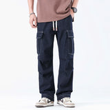 men autumn summer streetwear fashion plus size loose casual straight cargo jeans pant campus boy jeans trousers baggy cargo bottoms