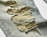 retro washed skinny jeans men pant destroyed ripped holes slim biker zipper jeans trousers fashion streetwear hip hop joggers unique joggers style 5235