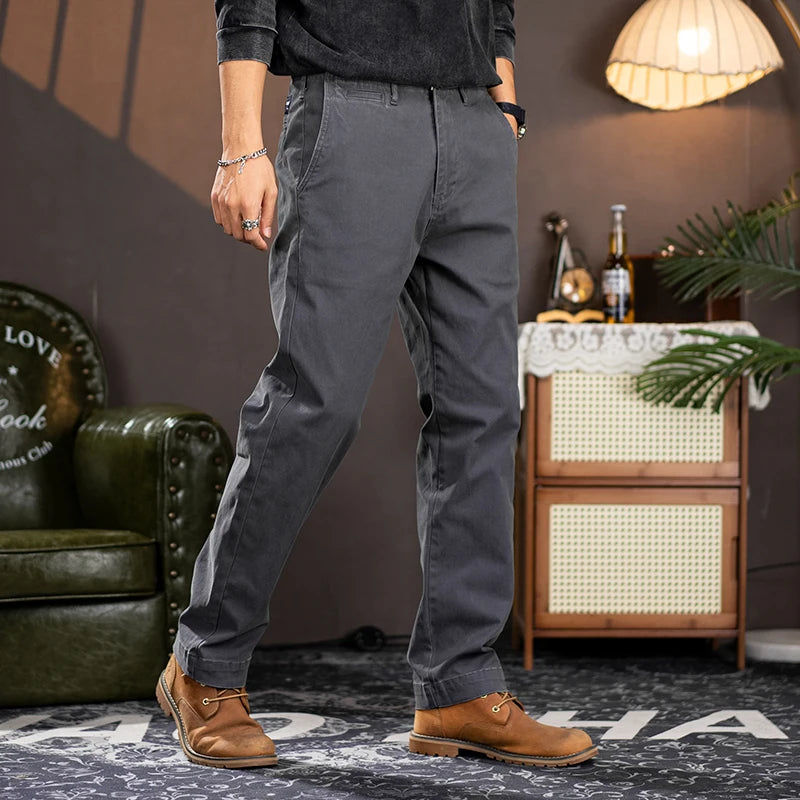 men american retro handsome loose casual business pure cotton pants japanese amikaji fashion straight cargo pant trouser baggy cargo bottoms
