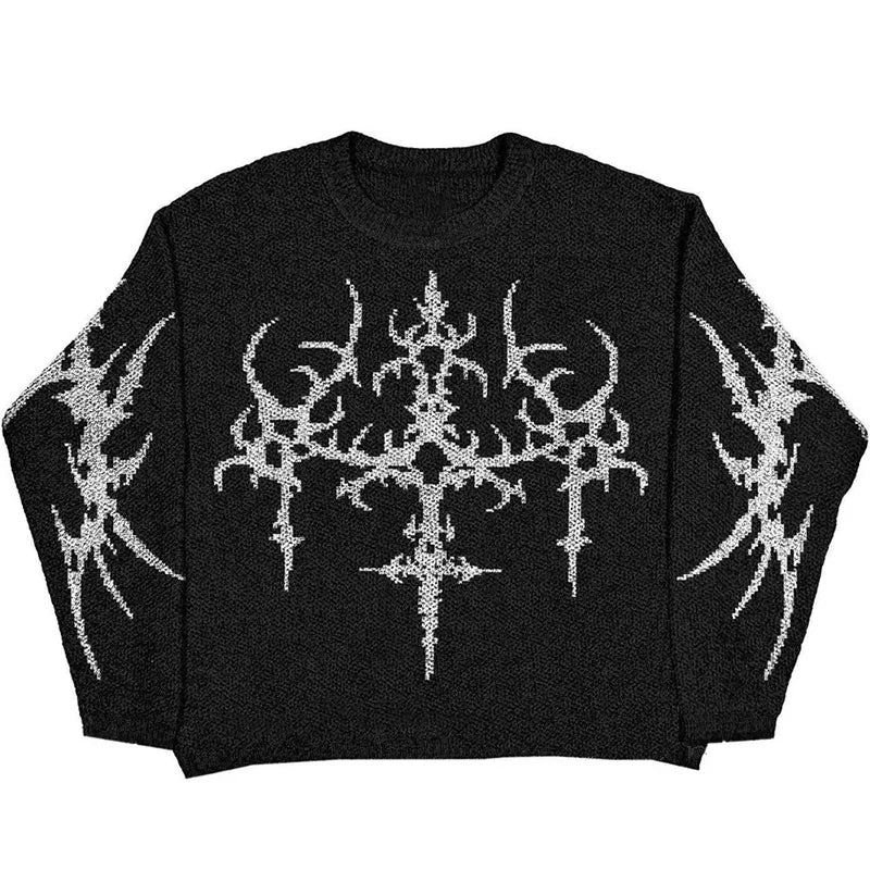 y2k flame knit sweater in soft cotton blend for fashion-forward fall wardrobes, ideal for men’s fashion and seasonal streetwe